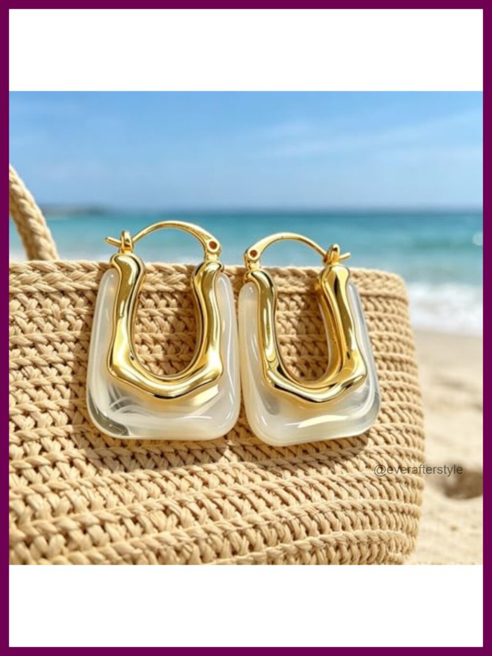 Acrylic Gold Plated Resin Hoop Earrings Dainty Chunky Huggie Lightweight - Picture 2 of 6